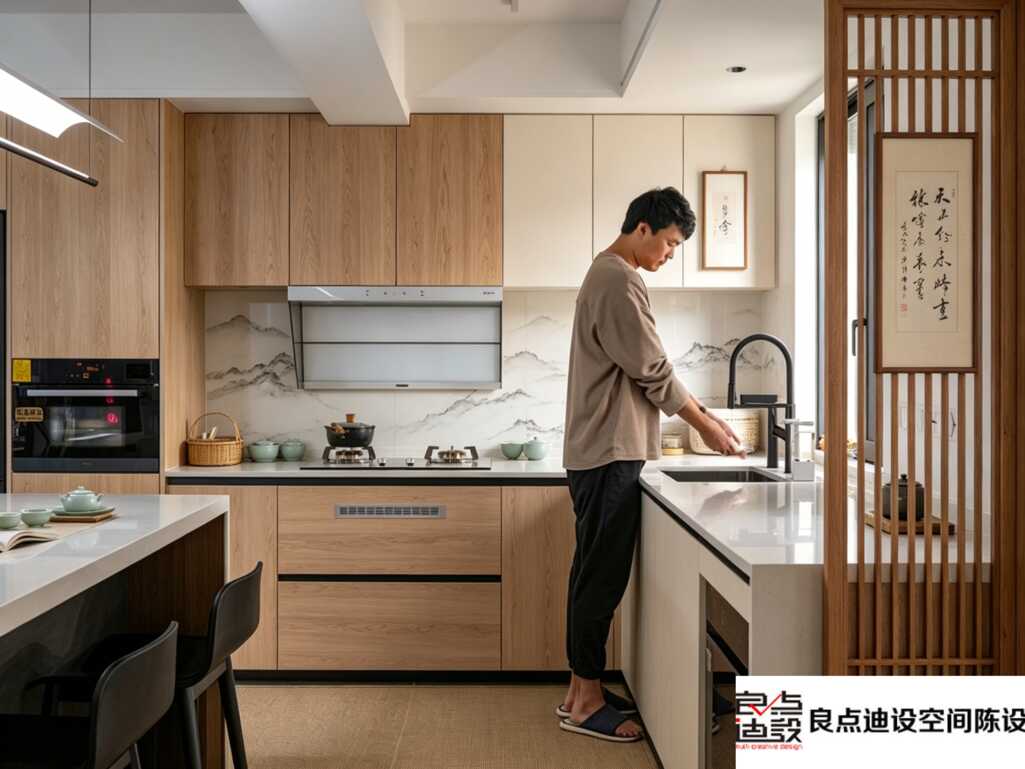 一居室软装设计|原木禅意厨房，把烟火气和诗意焊在小户型里✨